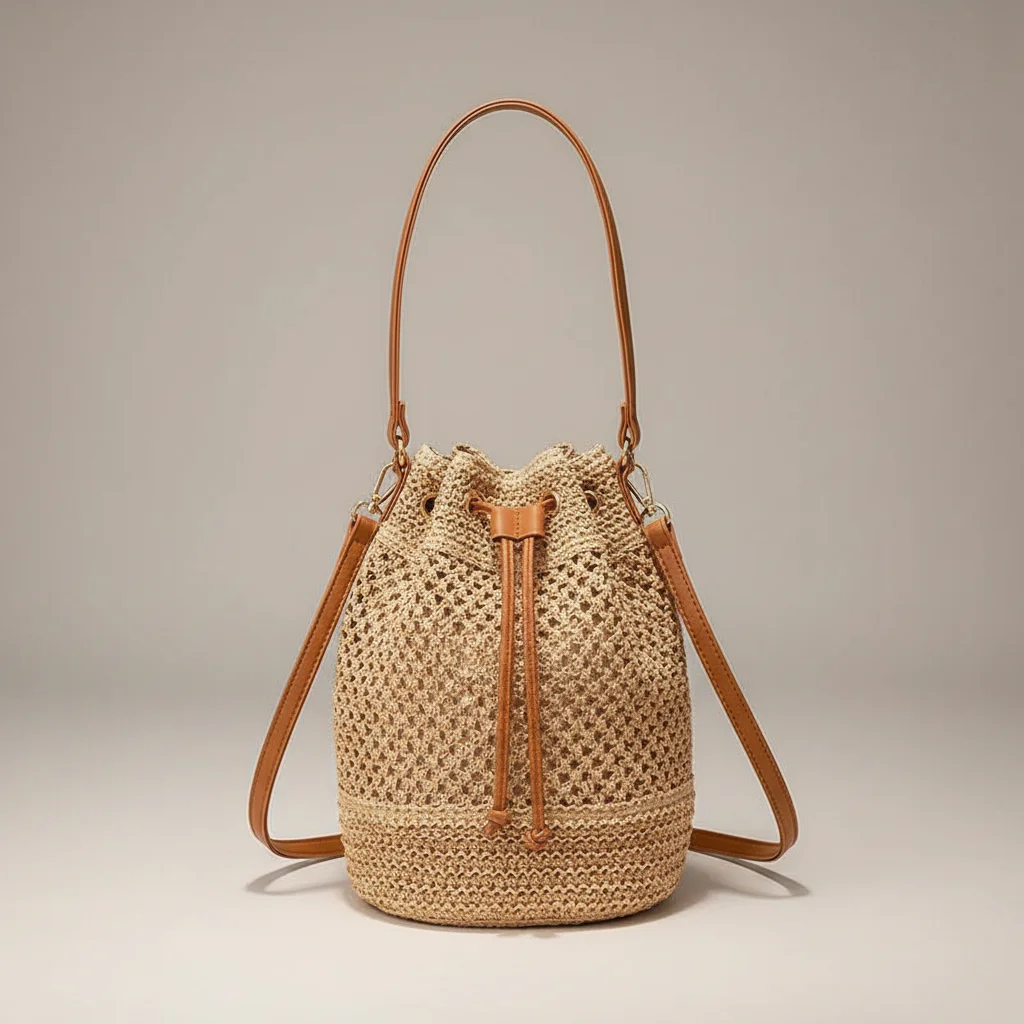 Sac tressé paille femme style bohème - Vue 5 - sac tressé