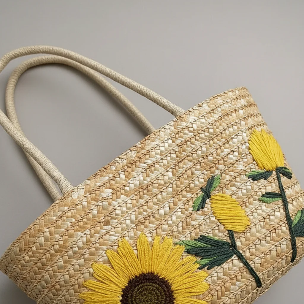 sac tressé paille femme style shopper - Vue 14 - sac tressé