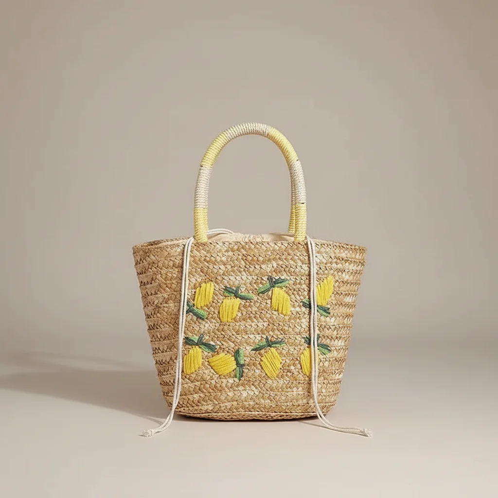 sac tressé paille femme style shopper - Vue 18 - sac tressé
