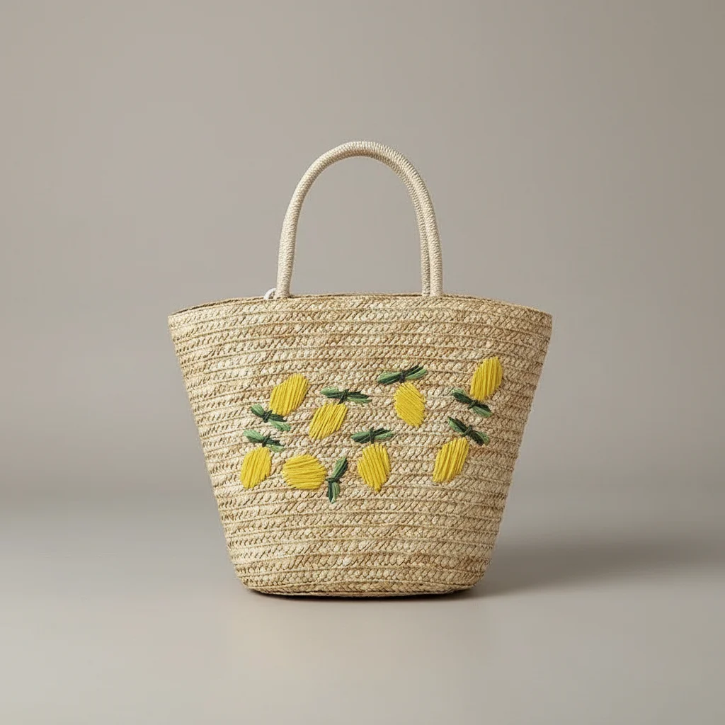 sac tressé paille femme style shopper - Vue 24 - sac tressé