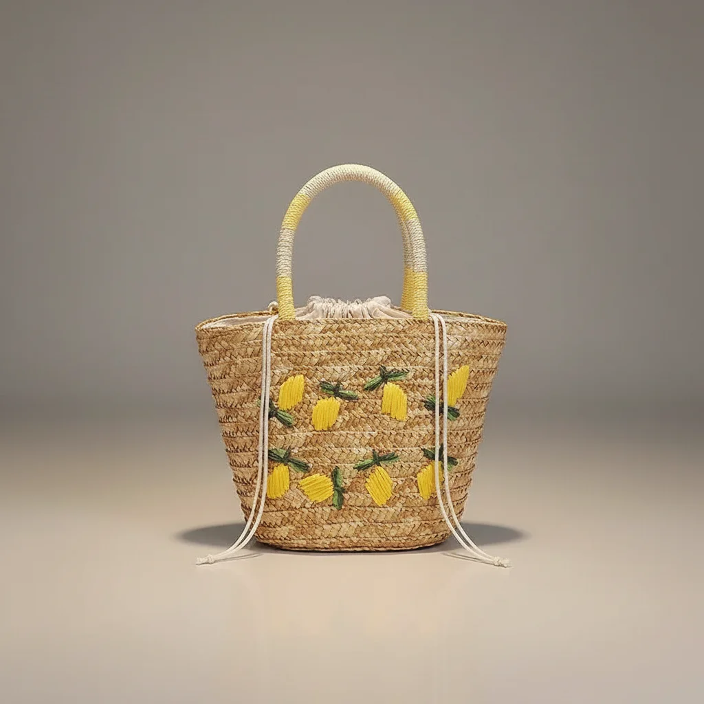 sac tressé paille femme style shopper - Vue 3 - sac tressé