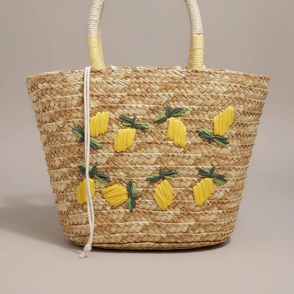 sac tressé paille femme style shopper - Vue 4 - sac tressé