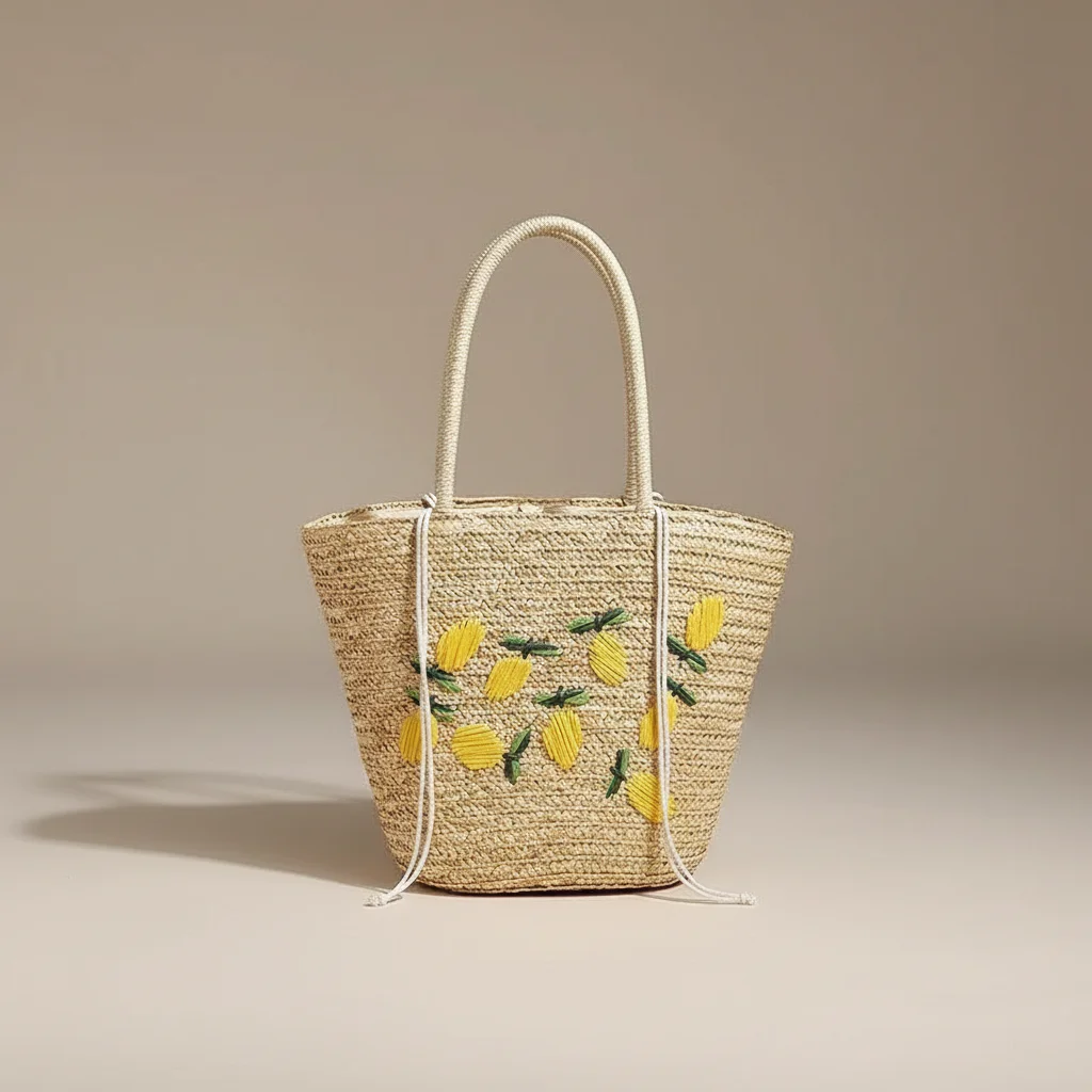 sac tressé paille femme style shopper - Vue 6 - sac tressé