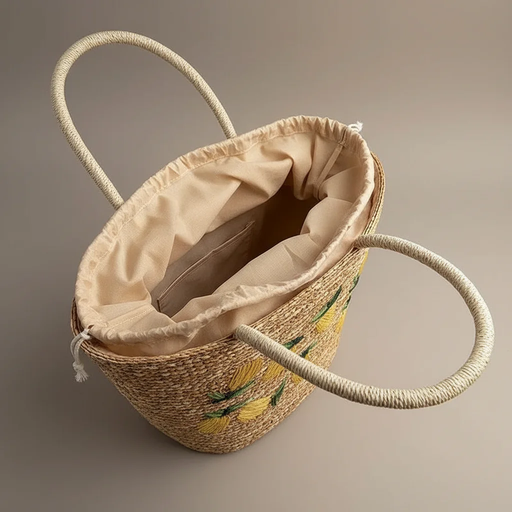 sac tressé paille femme style shopper - Vue 7 - sac tressé
