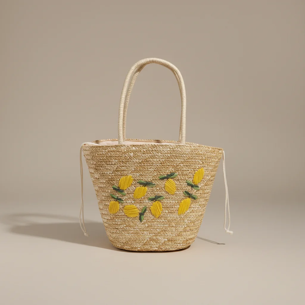 sac tressé paille femme style shopper - Vue 8 - sac tressé