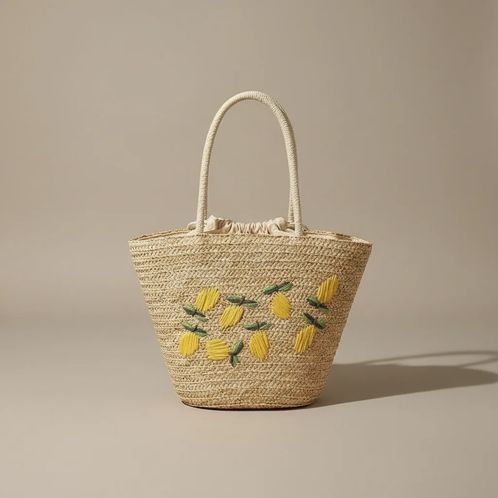 sac tressé paille femme style shopper - Vue 9 - sac tressé