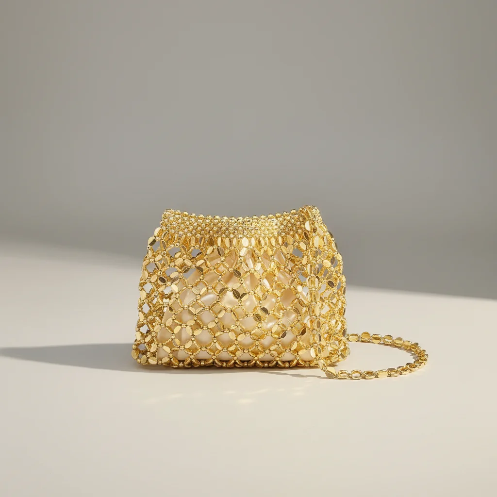 sac tressé perles femme soirée originale - Vue 3 - sac tressé