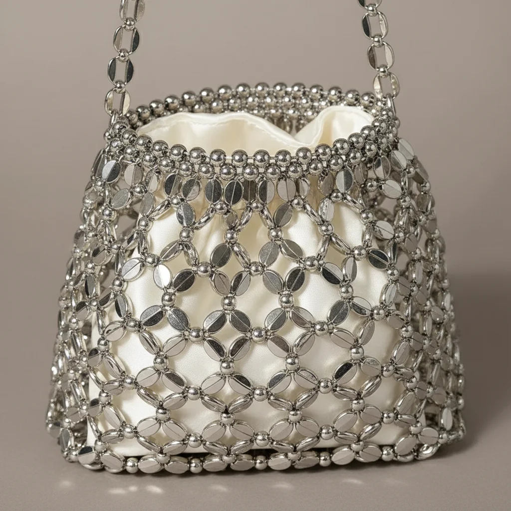 sac tressé perles femme soirée originale - Vue 4 - sac tressé