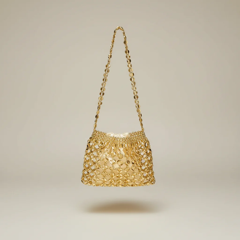 sac tressé perles femme soirée originale - Vue 5 - sac tressé