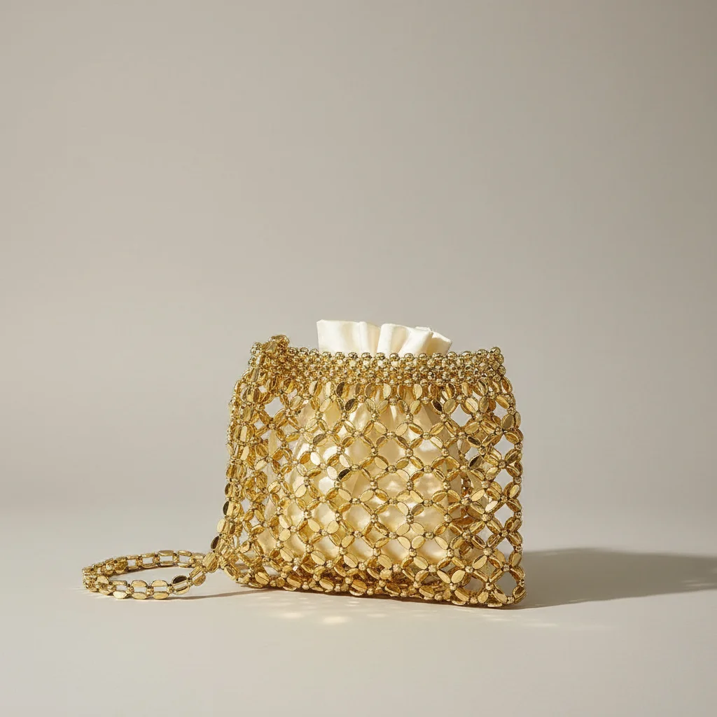 sac tressé perles femme soirée originale - Vue 6 - sac tressé