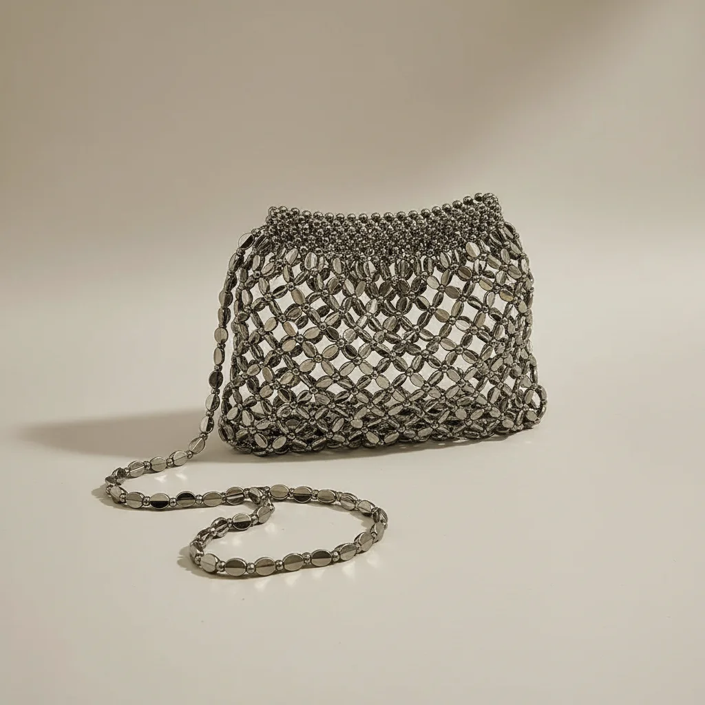 sac tressé perles femme soirée originale - Vue 7 - sac tressé