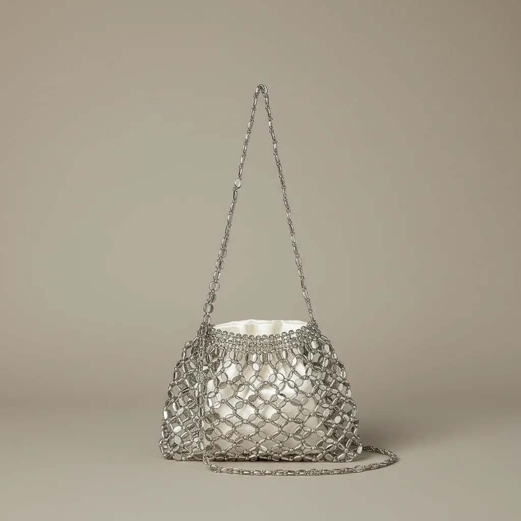sac tressé perles femme soirée originale - Vue 9 - sac tressé