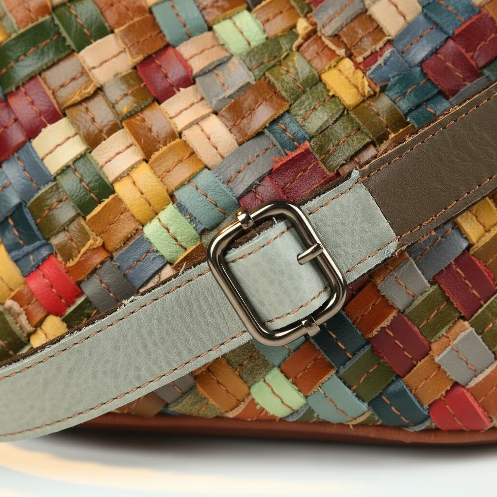 Sac tressé seau cuir multicolore - Vue 11 - sac tressé