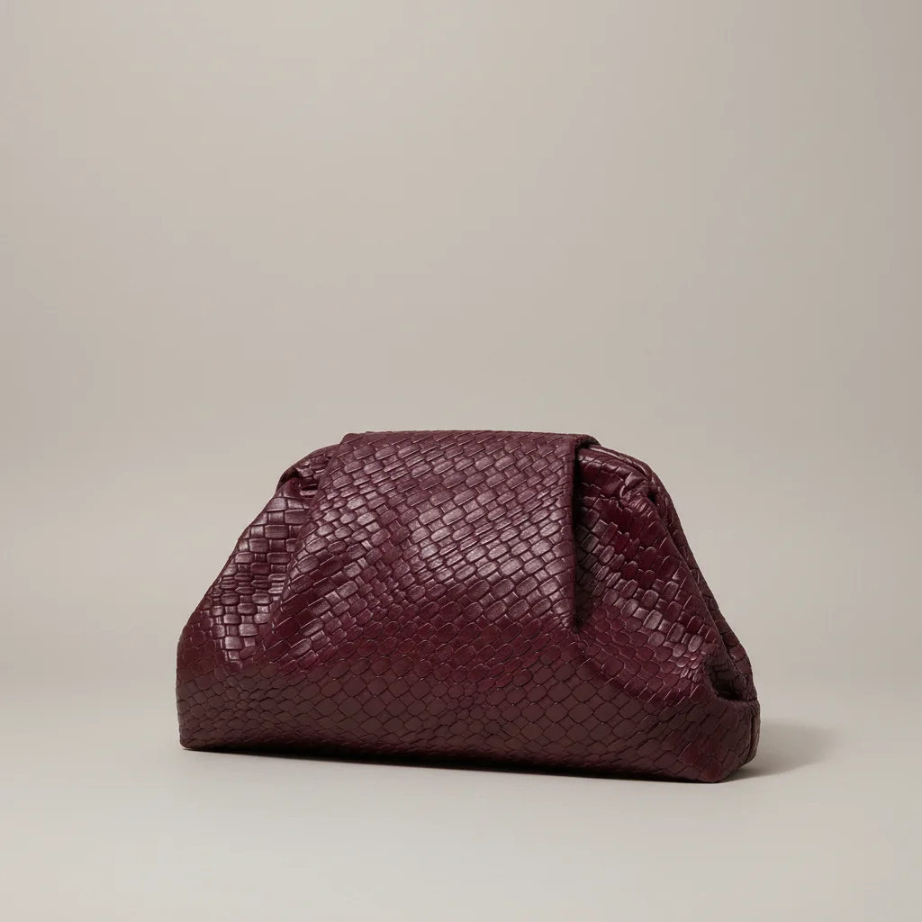 Sac tressé simili cuir bordeaux élégant - Vue 1 - sac tressé