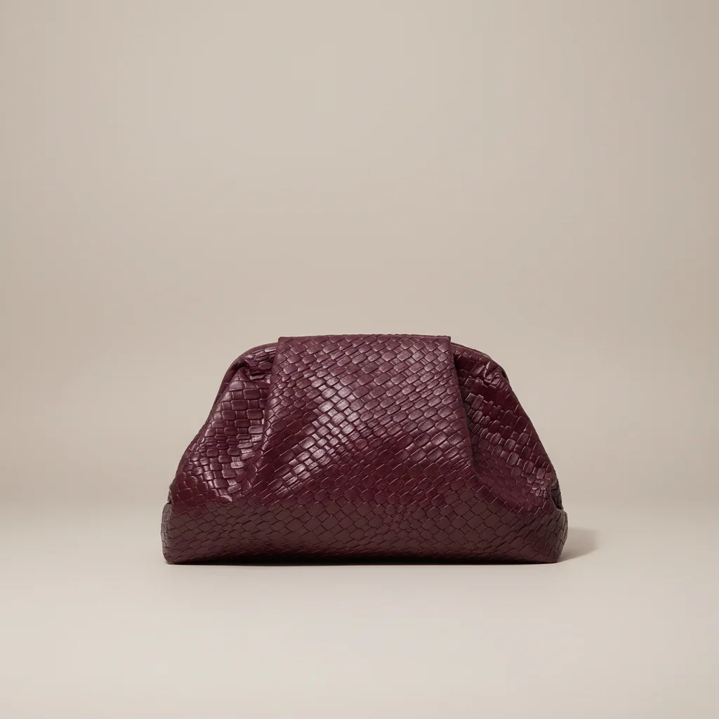 Sac tressé simili cuir bordeaux élégant - Vue 3 - sac tressé