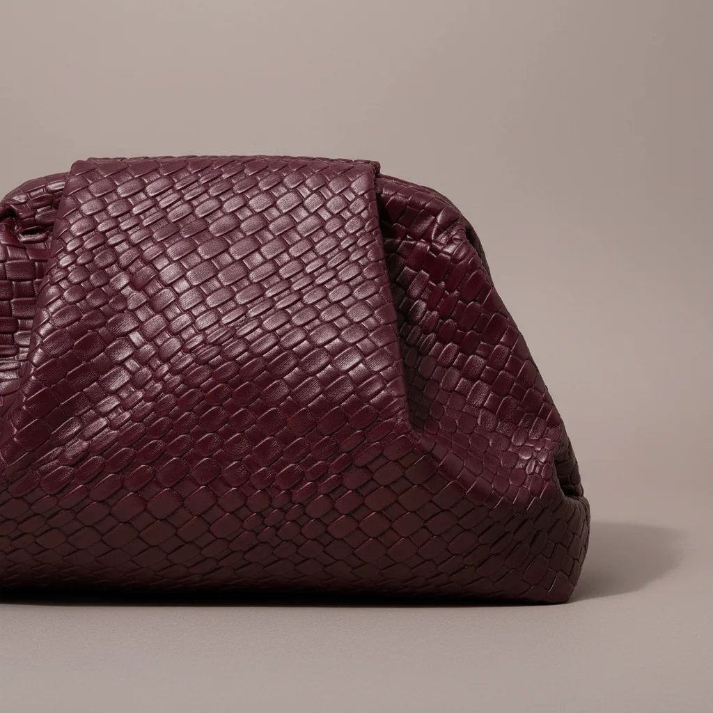 Sac tressé simili cuir bordeaux élégant - Vue 4 - sac tressé