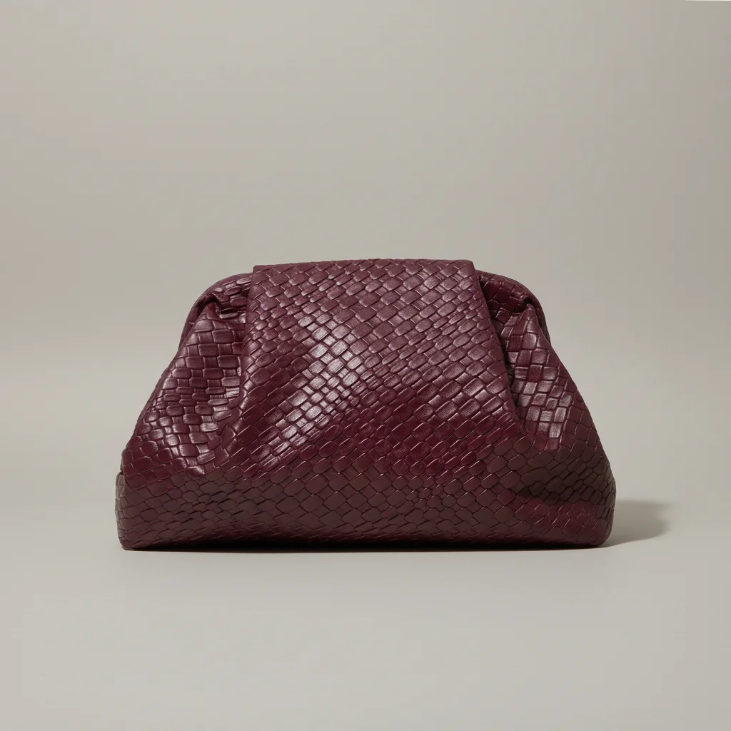 Sac tressé simili cuir bordeaux élégant - Vue 6 - sac tressé