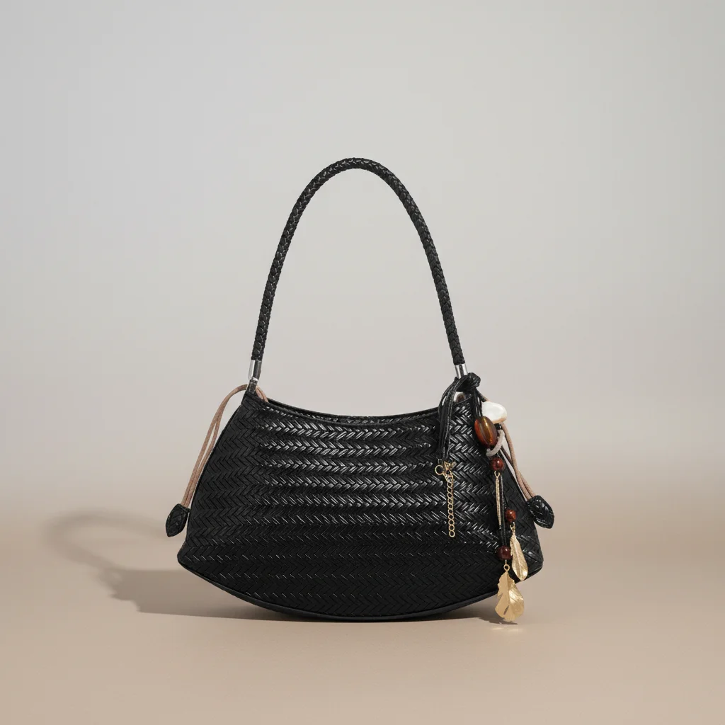 Sac tressé simili cuir élégant vintage - Vue 1 - sac tressé