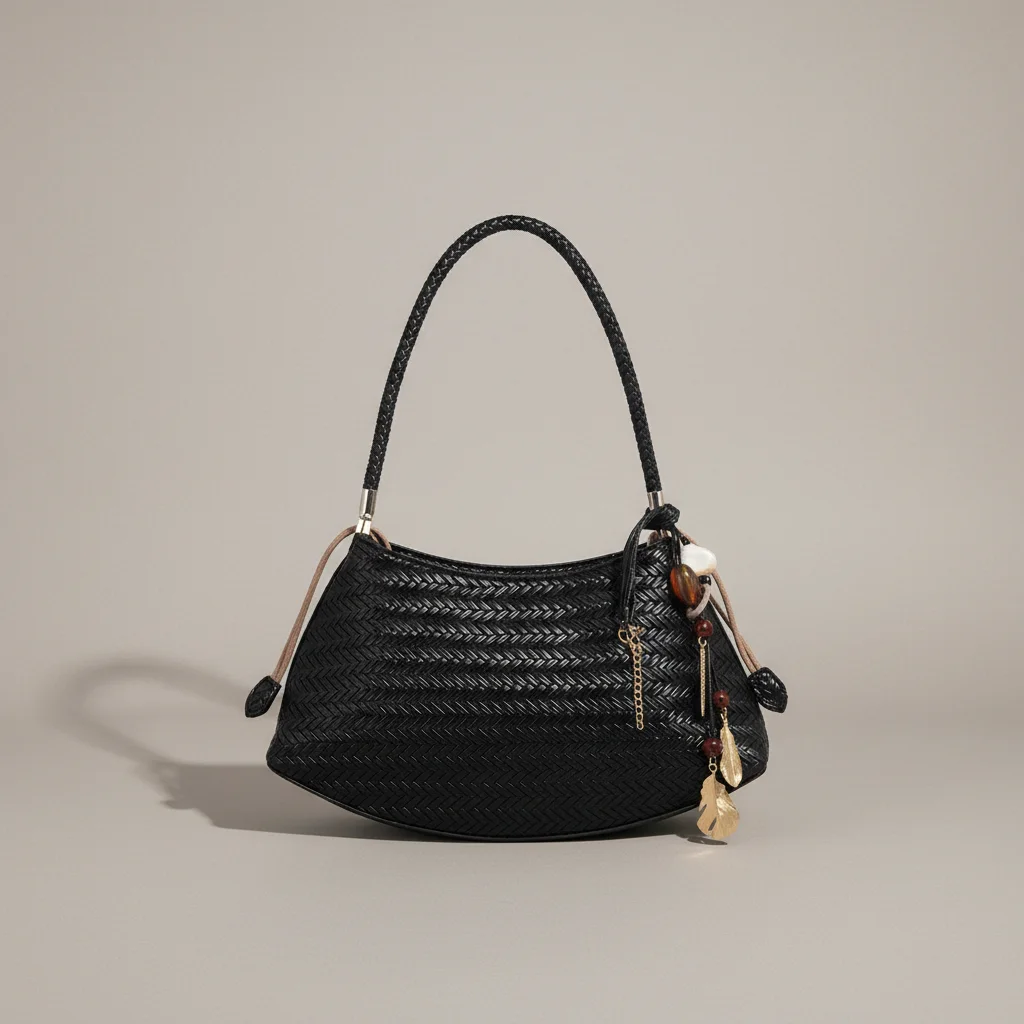 Sac tressé simili cuir élégant vintage - Vue 3 - sac tressé